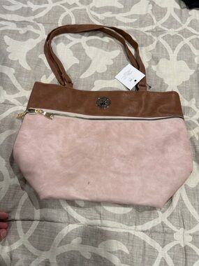 Beverly Hills Polo Club Pink and Brown Shoulder Tote